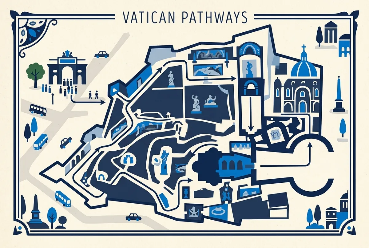 illustrated map of Rome highlights for ¿La Entrada al Vaticano Incluye la Capilla Sixtina?, capilla sixtina y museos vaticanos