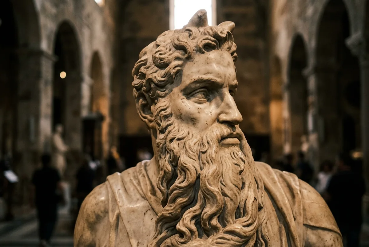 Close-up view of Michelangelo's Creation of Adam fresco on the sistine chapel ceiling Michelangelo painted, dramatic warm lighting, no visitors in frame