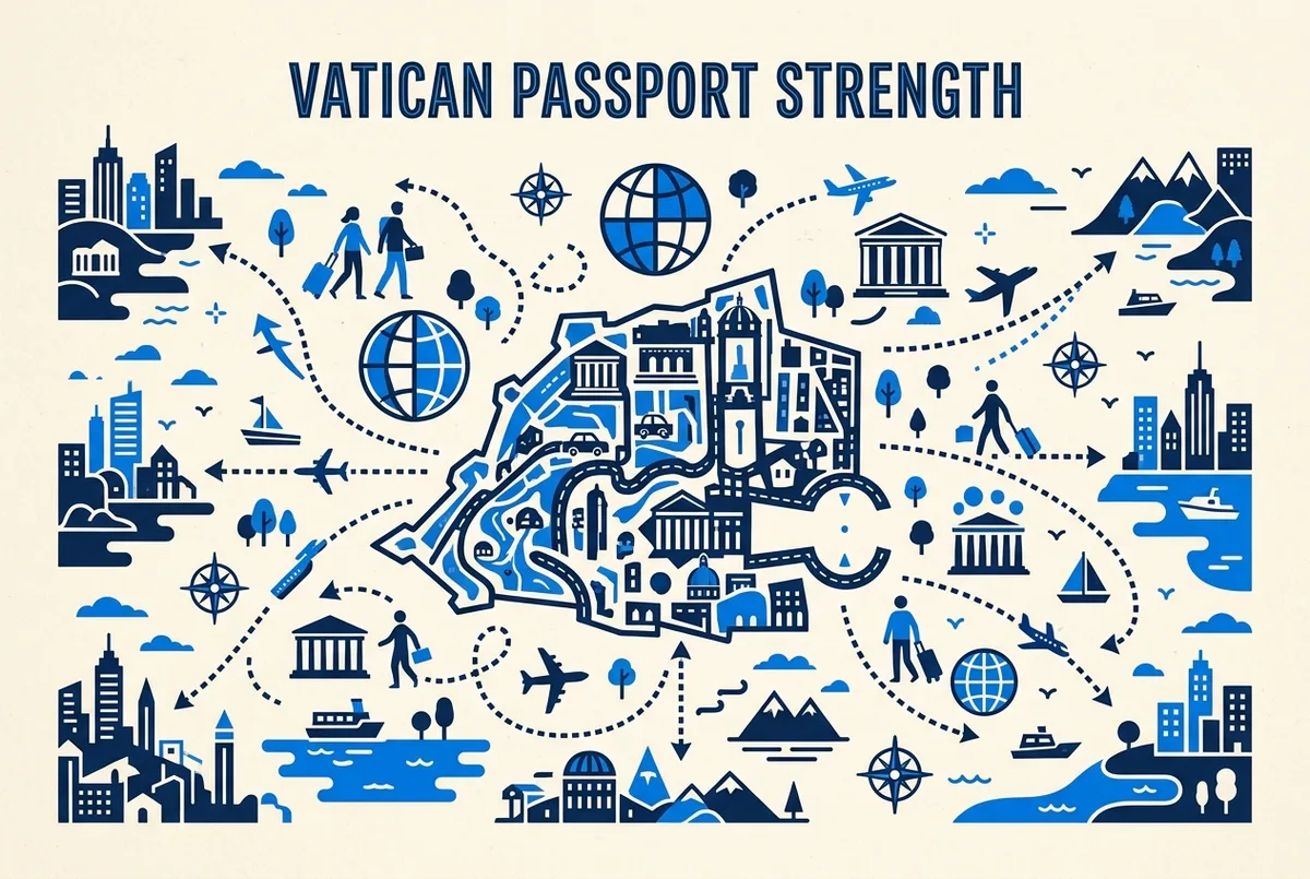 illustrated map of Rome highlights for Vatican Passport Strength and Visa-Free Travel Explained, vatican passport strength