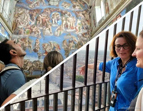View from the top of St. Peter's dome climb over Rome