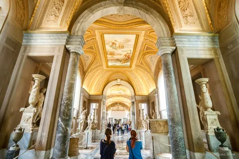 Visitors walking the skip the line entrance for Vatican Museums tickets