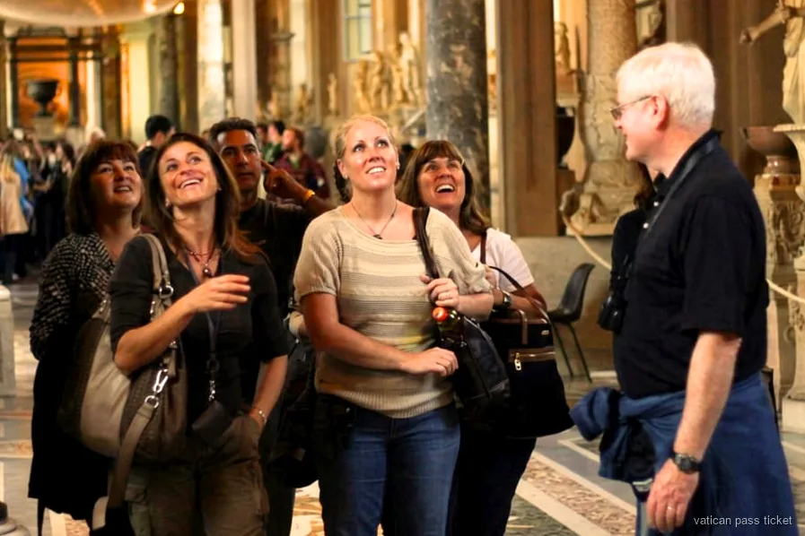 Small guided group inside the Vatican Museums galleries